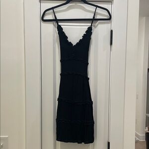 Love Tree Black Ruffle Slip Mini Dress